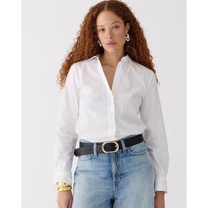 J.Crew Wren Slim Size 10 Shirt Stretch Cotton Poplin White Classic Minimalist